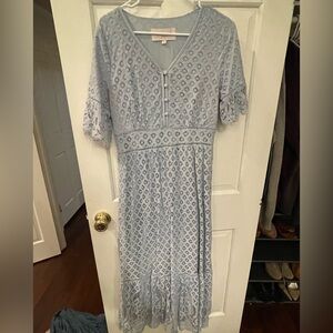 JessaKae Light Blue Patterned Midi Dress